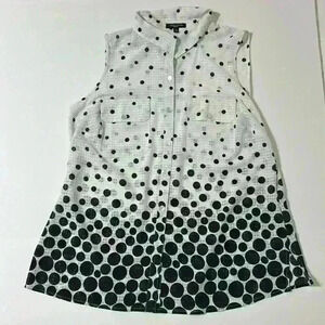 Notations black and white polka dot sleeveless top